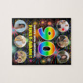 90誕生日:おもしろいレインボー#,名前をカスタムする+写真 ジグソーパズル (横)