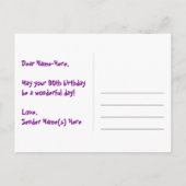 90誕生日:おもしろい星パターン，虹90，名前 ポストカード (裏面)