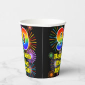 90誕生日:おもしろい花火パターン+虹90 紙コップ (右)