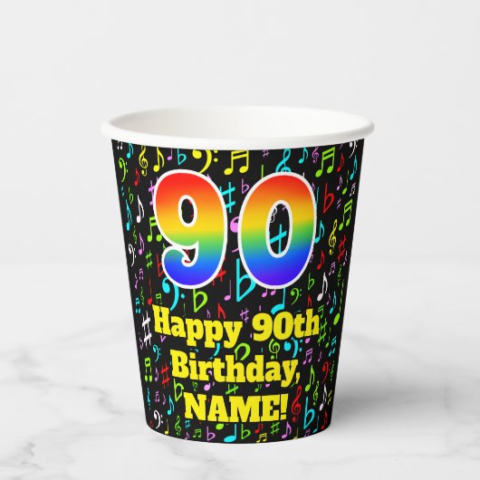 90誕生日:おもしろい音楽ノートPattern, Rainbow 90 紙コップ (正面)