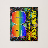 90誕生日:おもしろい、お祝カラフルい花火 ジグソーパズル (縦)