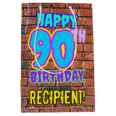 90誕生日:おもしろい、アーバングラフィティインスパイアルック ミディアムペーパーバッグ (正面)