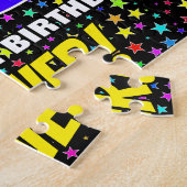 90誕生日:おもしろい、カラフル星野パターン ジグソーパズル (側面)