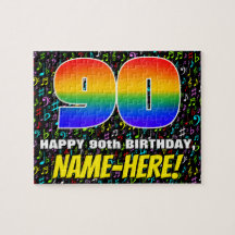 90誕生日:おもしろい、カラフル音楽シンボル、「90」