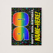 90誕生日:おもしろい、カラフル音楽シンボル、「90」 ジグソーパズル (縦)