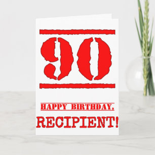 90誕生日:おもしろい、赤ゴムスタンプルックインスパイアス カード