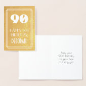 90誕生日～アールデコスタイル「90」と名前をカスタムする 箔カード (ディスプレー)