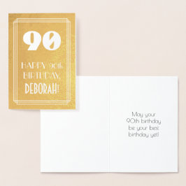90誕生日～アールデコスタイル「90」と名前をカスタムする 箔カード