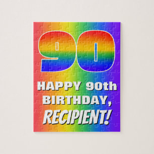 90誕生日:カラフル、おもしろいレインボーパターン# 90 ジグソーパズル