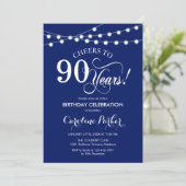 90誕生日 – ネイビーブルーホワイト 招待状 (スタンド正面)