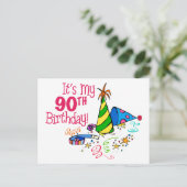 90誕生日(パーティー帽子) ポストカード (スタンド正面)