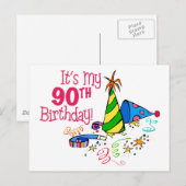 90誕生日(パーティー帽子) ポストカード (正面/裏面)