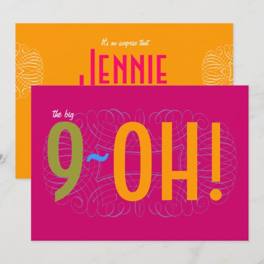 90誕生日 – ビッグ9-OH! 招待状 (正面/裏面)