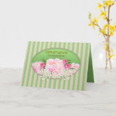 90誕生日、フェミニンピンク牡丹、花 カード (黄色い花)