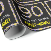 90誕生日:フローラ花数名前をカスタムする ラッピングペーパー (ロールコーナー)