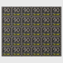 90誕生日:フローラ花数名前をカスタムする ラッピングペーパー