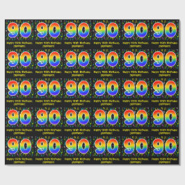 90誕生日:ミュージカラフルックシンボル、レインボー90 ラッピングペーパー