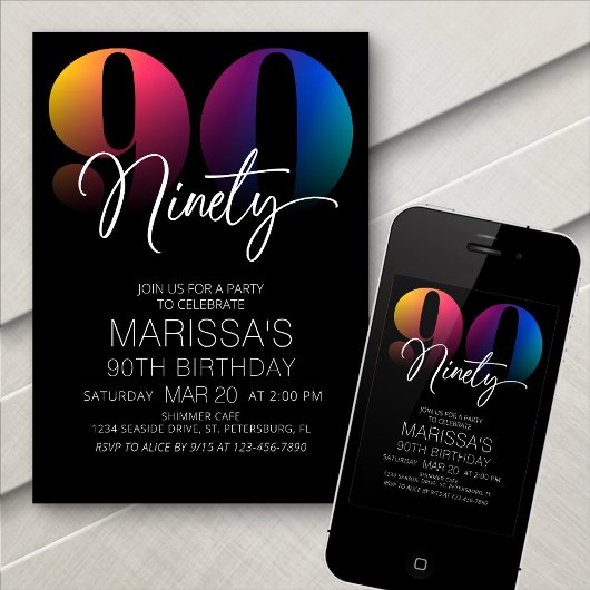 90誕生日 モダン 招待状