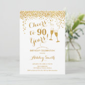 90誕生日-応援から90年金ゴールド白 招待状 (スタンド正面)