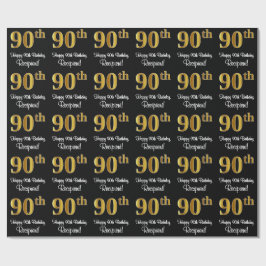 90誕生日:豪華エレガントなフェイク金ゴールドルック# ラッピングペーパー