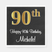 90誕生日～豪華エレガントなフェイク金ゴールド外観# スタンダードランチョンナプキン (正面)