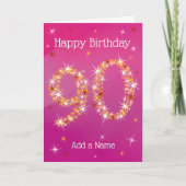 90誕生日- 90イン星 – ピンク – 年齢90 カード (正面)