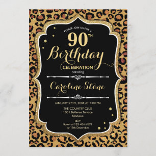 90誕生日- Leopard Print 招待状