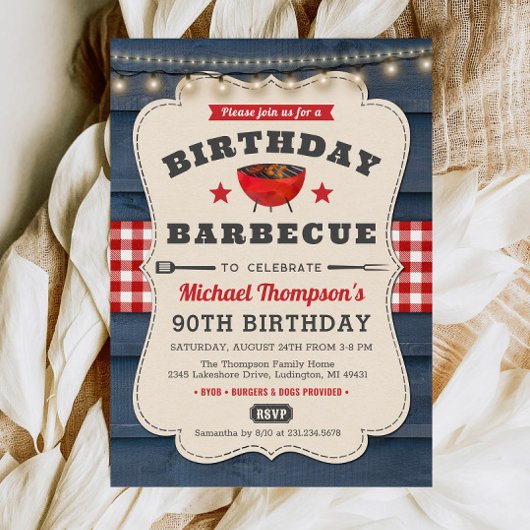 90誕生日BBQサマーバーベキューパーティの招待状 招待状