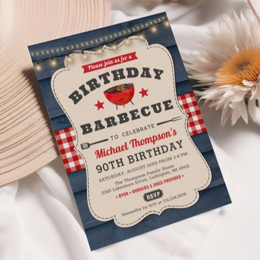 90誕生日BBQサマーバーベキューパーティの招待状 招待状