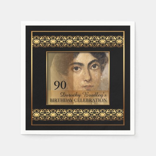 90誕生祝いフォト紙ナプキンス スタンダードカクテルナプキン (正面)