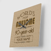 90誕生祝いワールドファブ最高のルス スクエア壁時計 (傾斜)