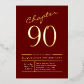 90赤90th誕生日パーティー金ゴールド 箔招待状 (正面)