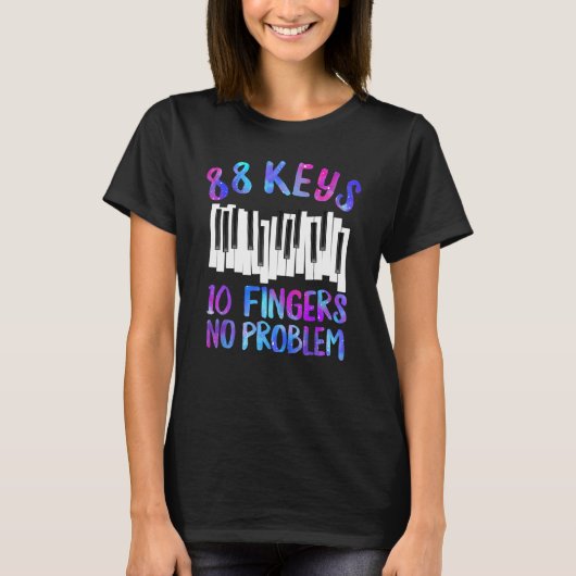 90鍵10指No問題楽器ピアノピア Tシャツ (正面)