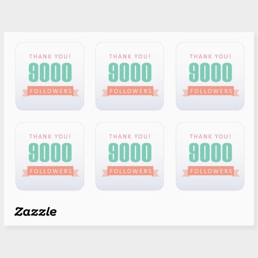 9000フォロワーありがとう – ソーシャルメディア感謝 スクエアシール (シート)