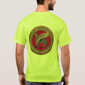 [900]アッシリア翼ライオン：金ゴールドとブラックラマス Tシャツ (裏面)