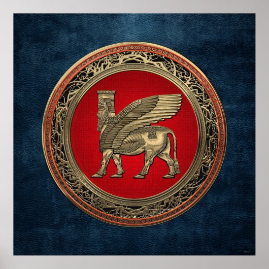 [900]アッシリア・ウィング・ブル – 金ゴールド・ラマス ポスター (正面)