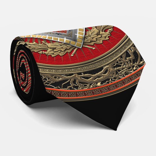 [900]マスターメイソン – 金ゴールドスクエア&コンパスズ ネクタイ (ロール)