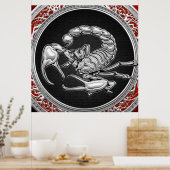 [900]聖なる銀のサソリを黒に ポスター (キッチン)