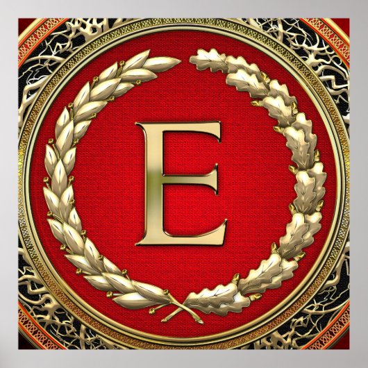 [900] "E"金ゴールドヴィンテージモノグラム ポスター (正面)