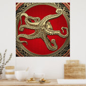 【901年】聖金ゴールドタコの防御姿勢 ポスター (キッチン)