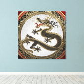 [901]ブラック&金ゴールド聖なる東龍 キャンバスプリント (インサイチュ (ウッドフロア))