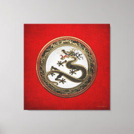 [901]ブラック&金ゴールド聖なる東龍 キャンバスプリント