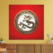 [901]ブラック&金ゴールド聖なる東龍 キャンバスプリント (インサイチュ (リビング))