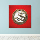 [901]ブラック&金ゴールド聖なる東龍 キャンバスプリント (インサイチュ (ウッドフロア))