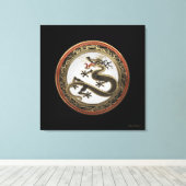 [901]ブラック&金ゴールド聖なる東龍 キャンバスプリント (インサイチュ (ウッドフロア))