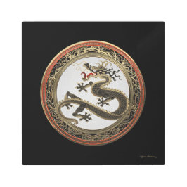 [901]ブラック&金ゴールド聖なる東龍 メタルプリント