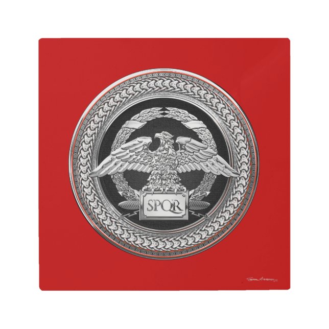 [901]メダリオンの上の銀ローマ帝国イーグル メタルプリント (正面)