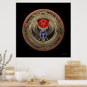 [901]聖なる金ゴールドエジプトの翼を持つスカーラブとアンク ポスター (キッチン)