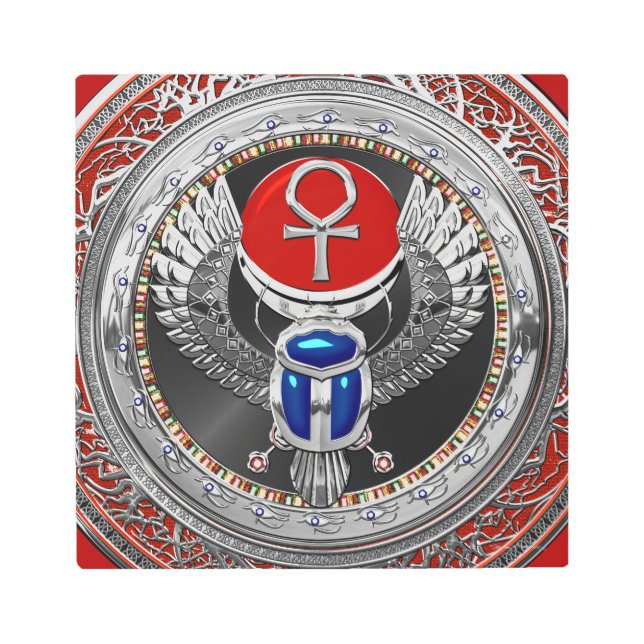 [901]聖銀エジプト翼スカラブ&アンク メタルプリント (正面)