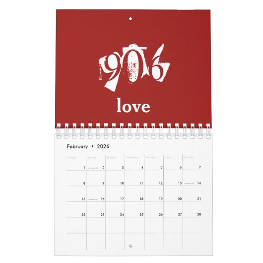 906簡体字暦 カレンダー (2月 2026)